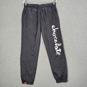 Chocolate Men Pants Small Black Windbreaker Spellout Drawstring 28" Inseam‎